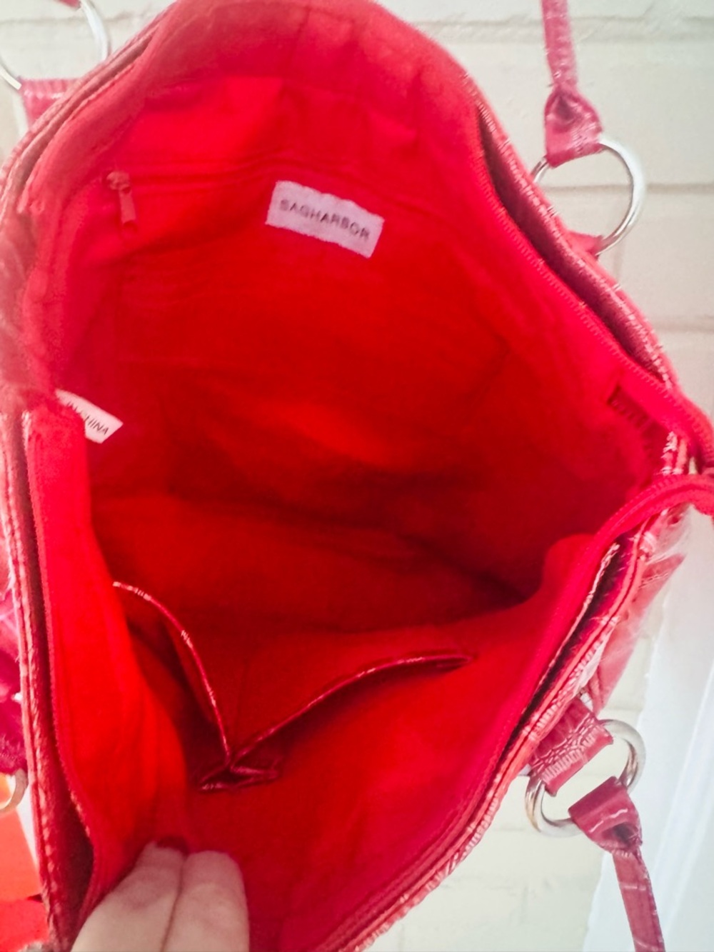 Sag Harbor Red Patent Croc-Embossed Tote - Picture 3 of 3